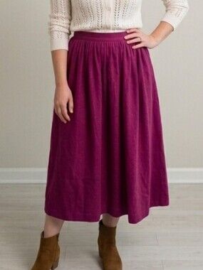VTG Fits Med Wool Maxi SkirtFushia  Vintage Heritage Preppy Old Money Classic